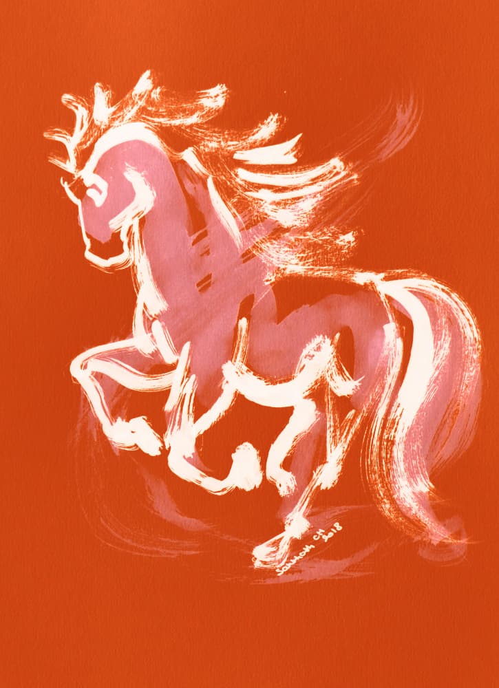 Dynamic Pink Horse by Santhosh ch — canvas wall art