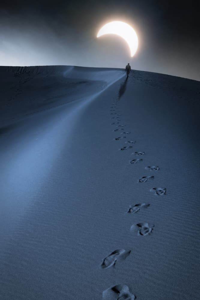 Desert Path Under Eclipse by cvv — canvas wall art