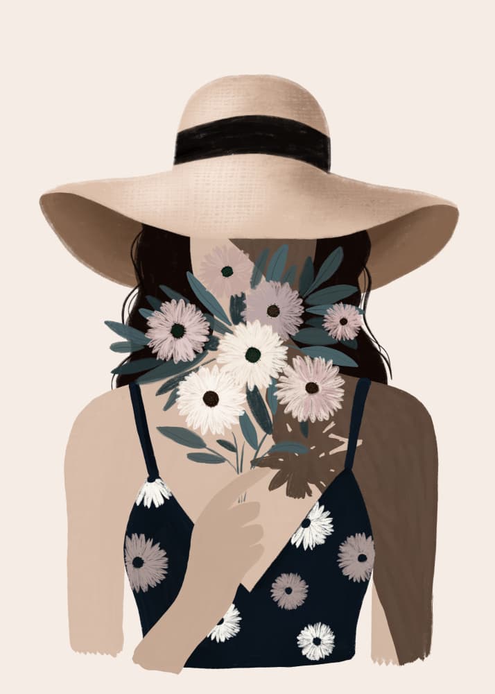 Woman With Summer Flowers by Katarzyna Gąsiorowska — canvas wall art