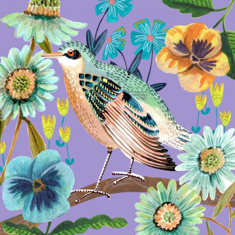Bird and Flowers by Caroline Bonne Müller — canvas wall art