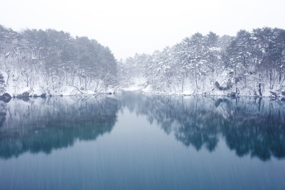 Snowy Lake Reflection by Sasaki Makoto — canvas wall art