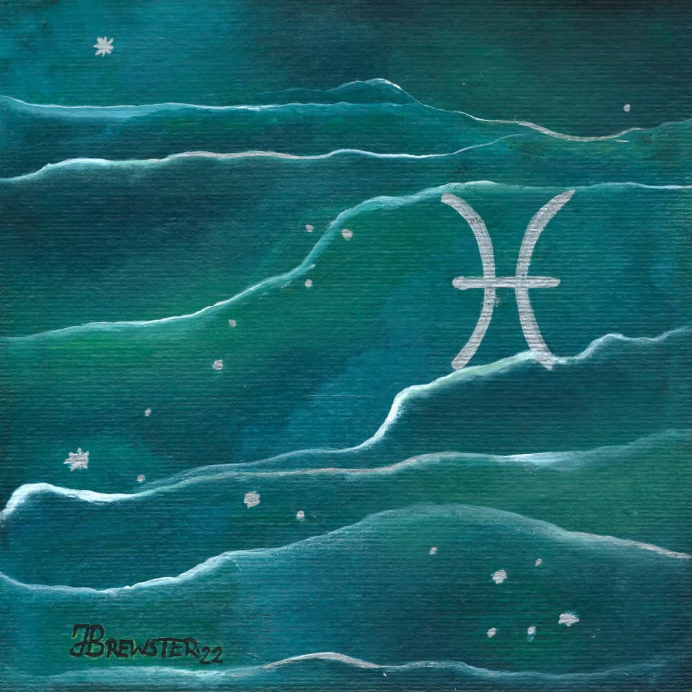 Pisces Starry Waters by Janine Brewster — canvas wall art