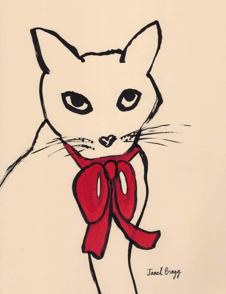 Elegant Cat with Red Bow