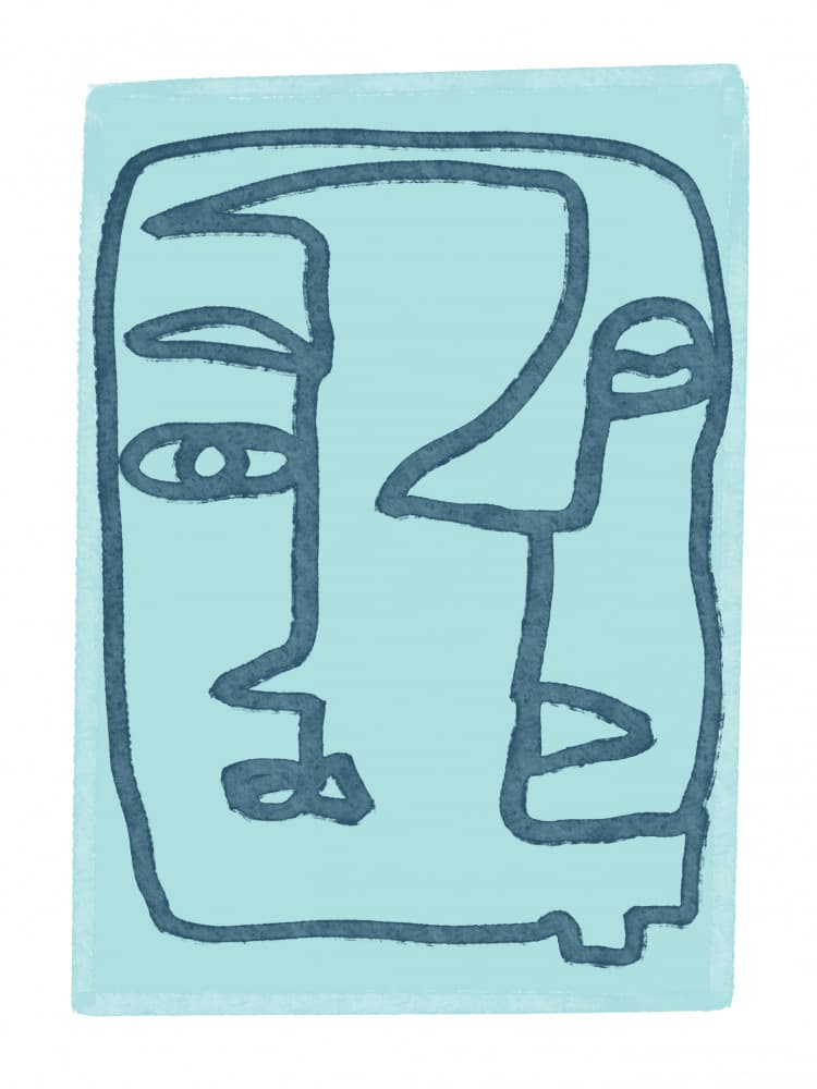 Abstract Blue Face by Sharyn Bursic — canvas wall art