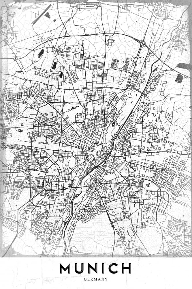 Munich City Map by StudioSix — canvas wall art