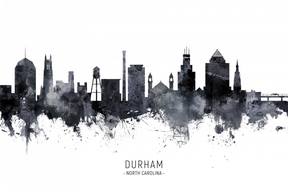 Durham Skyline Watercolor by Michael Tompsett — canvas wall art