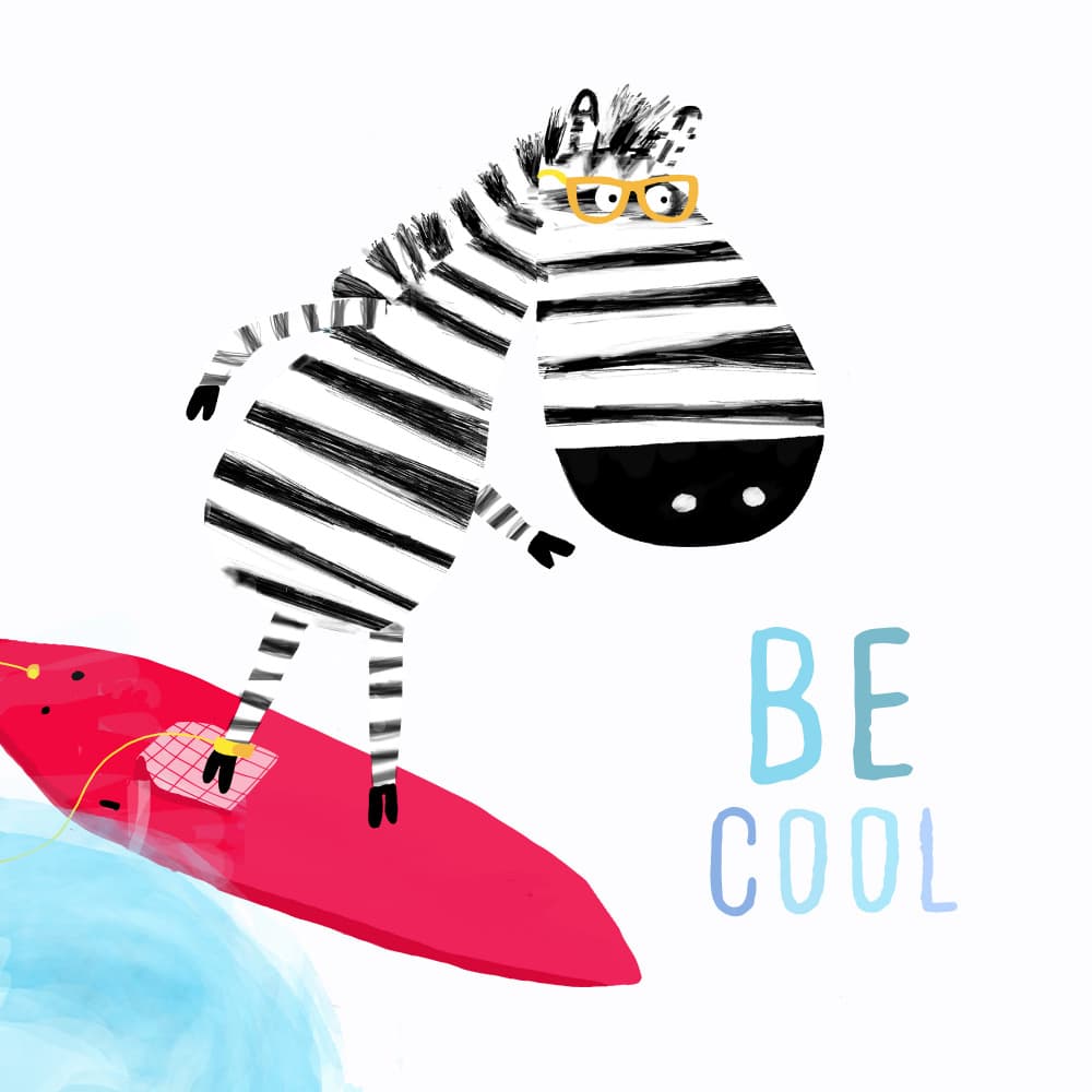 Surfing Zebra Be Cool by Carla Daly — canvas wall art