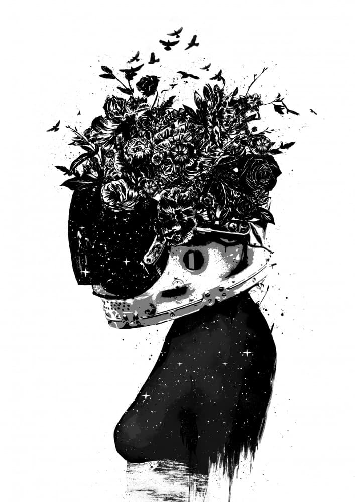 Cosmic Floral Head by Balazs Solti — canvas wall art