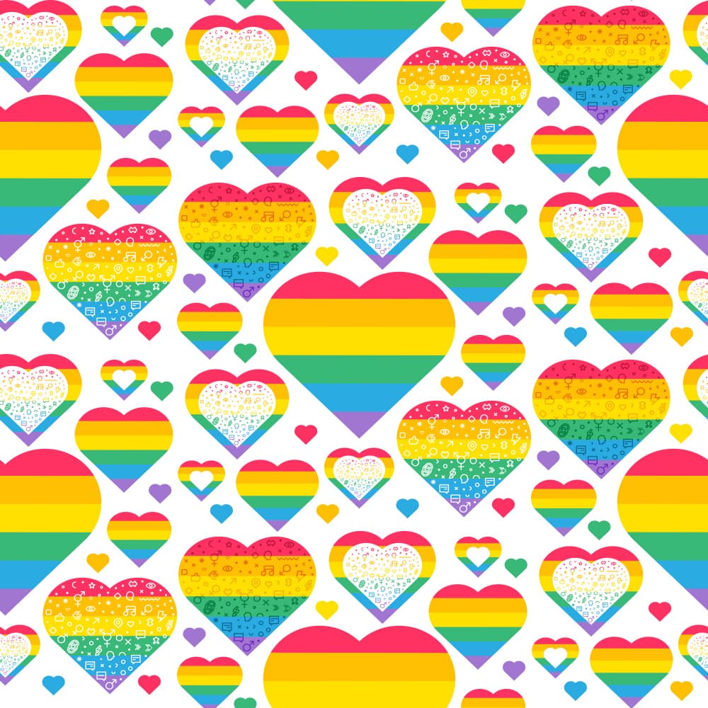 Joyful Rainbow Hearts by Marika Barsrsind — canvas wall art