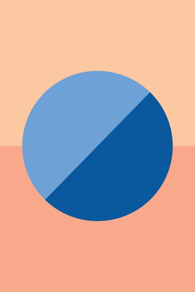 Diagonal Blue Peach Circle by Pictufy Studio — canvas wall art