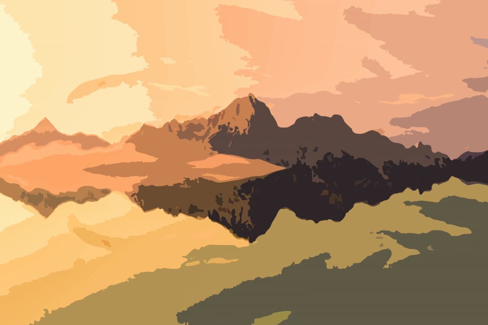 Abstract Mountain Sunset by Vesuvik Designs — canvas wall art