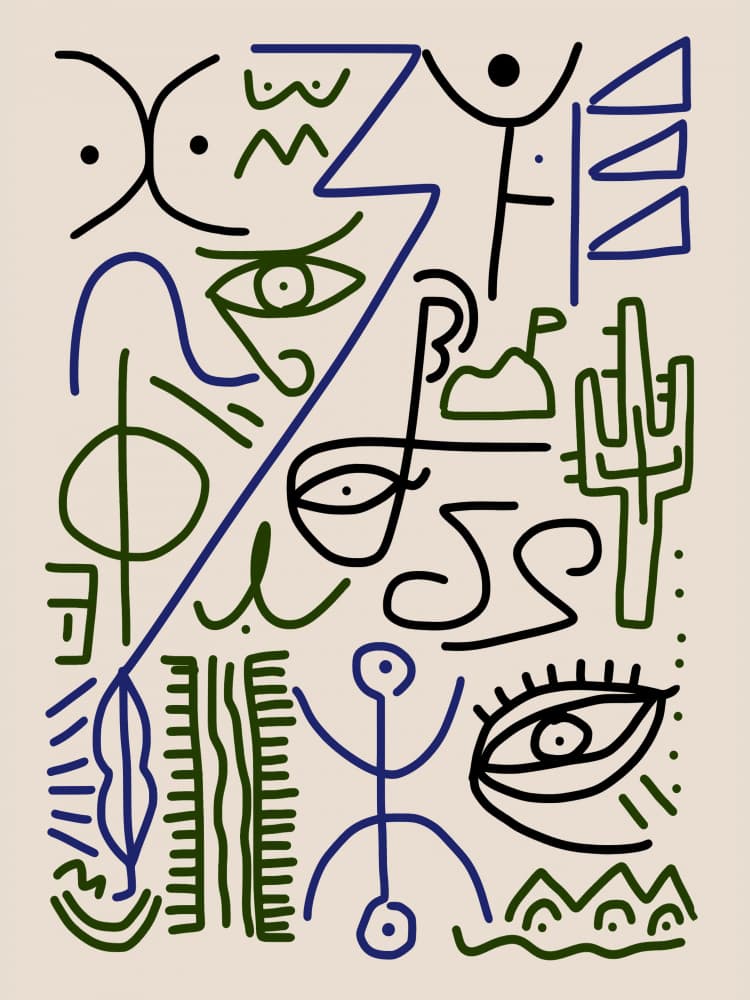 Abstract Desert Symbols by Little Dean — canvas wall art