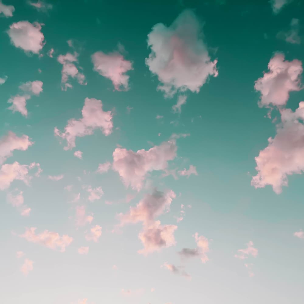 Pink Clouds Teal Sky by Bilge Paksoylu — canvas wall art