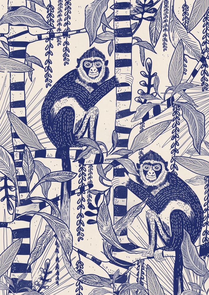 Jungle Monkeys Pattern by Nicholas — canvas wall art