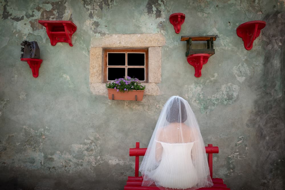 Bride By Rustic Window by Adrian Popan — canvas wall art