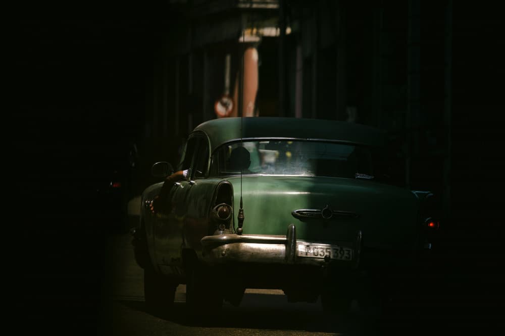 Vintage Green Car Glow by Gina Buliga — canvas wall art