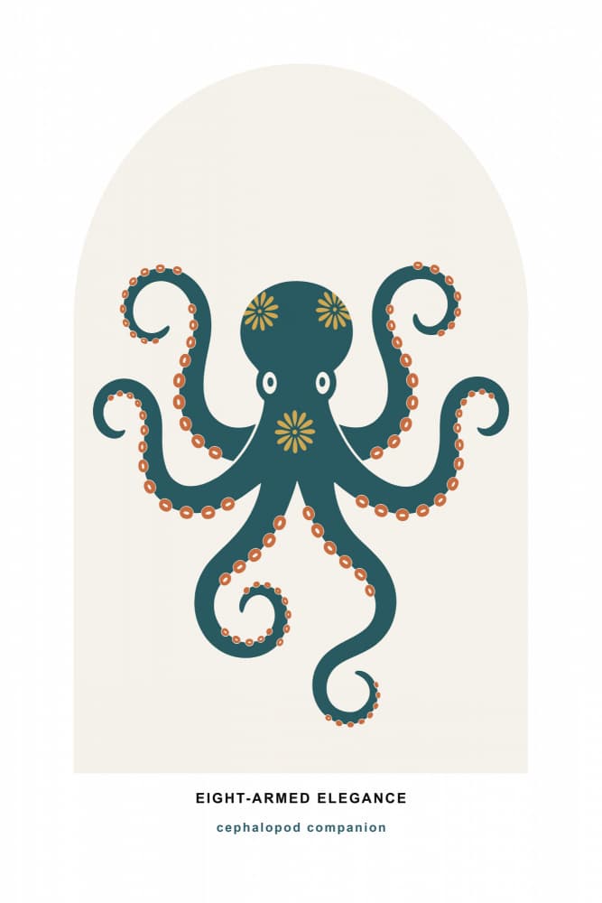 Elegant Floral Octopus by casa cartissi — canvas wall art
