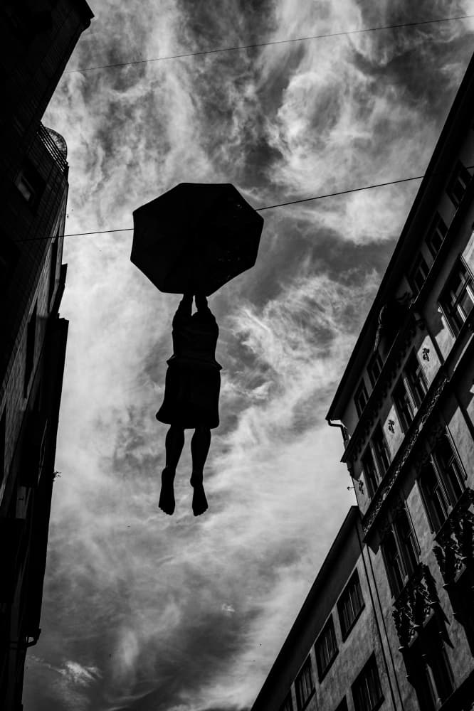 Whimsical Urban Flight by Wille Roos — canvas wall art