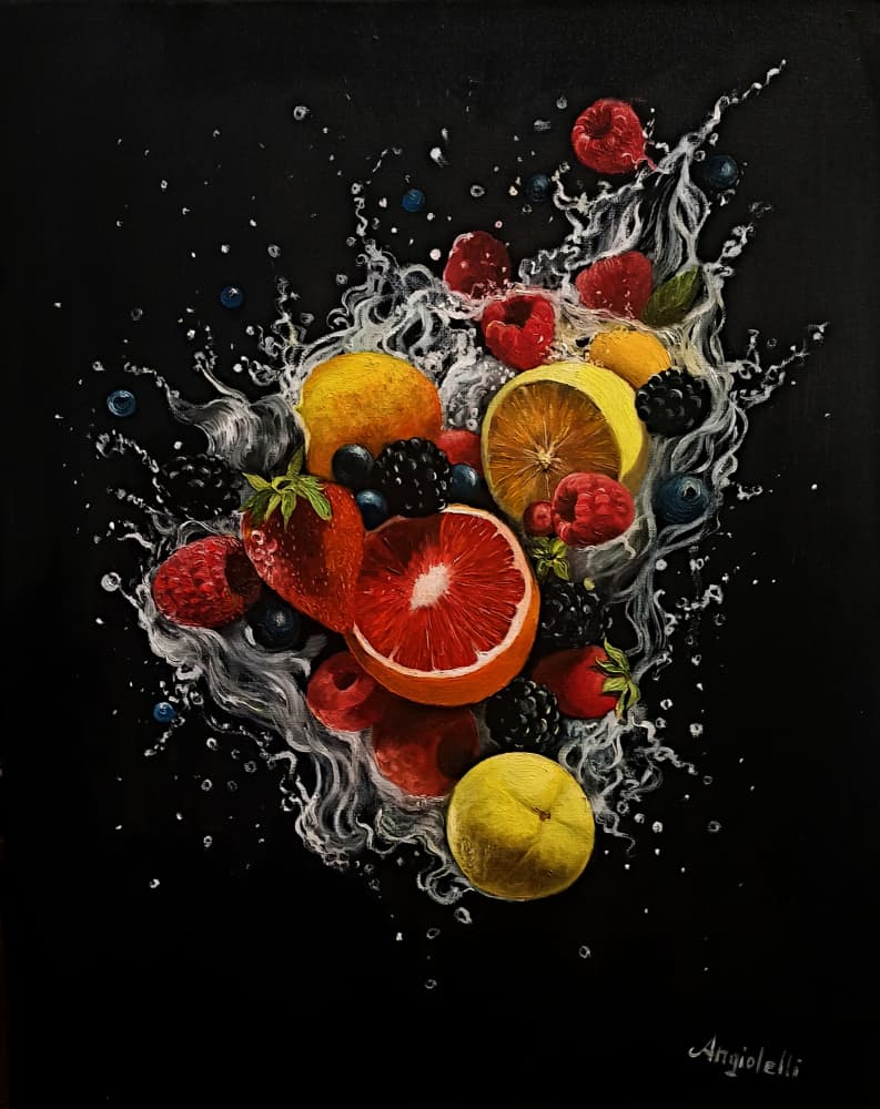 Dynamic Fruit Splash by Anna Rita Angiolelli — canvas wall art