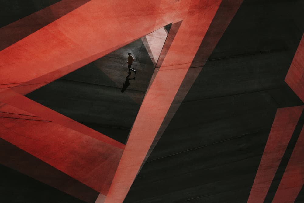 Figure in Red Geometry by Damijan Sedevcic — canvas wall art