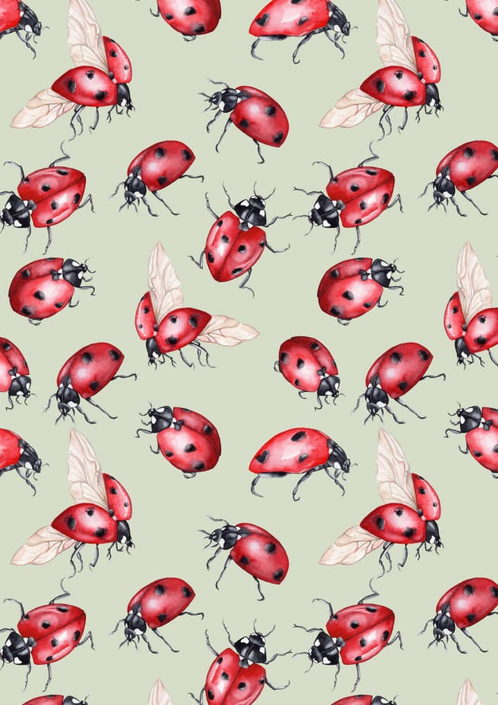 Watercolor Ladybug Pattern by Linda Sitniece — canvas wall art
