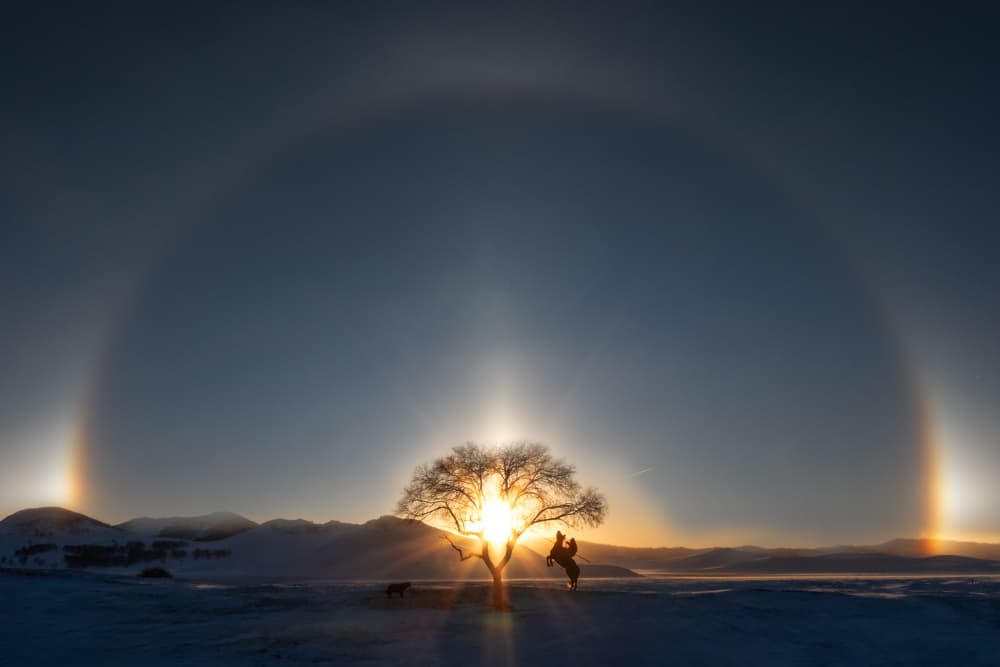Winter Sun Halo Ride by UU — canvas wall art