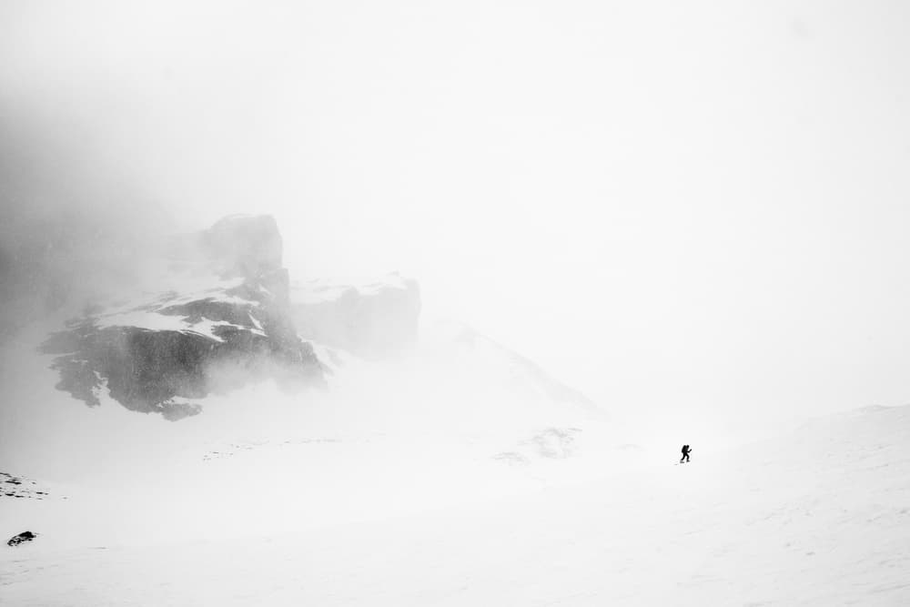 Winter Mountain Hiker by Thomas Vuillaume — canvas wall art