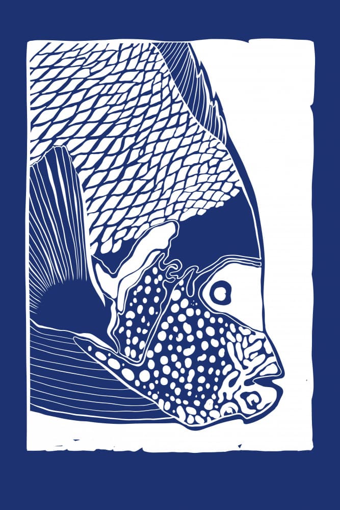 Indigo Tropical Fish by Marianne Bassil — canvas wall art