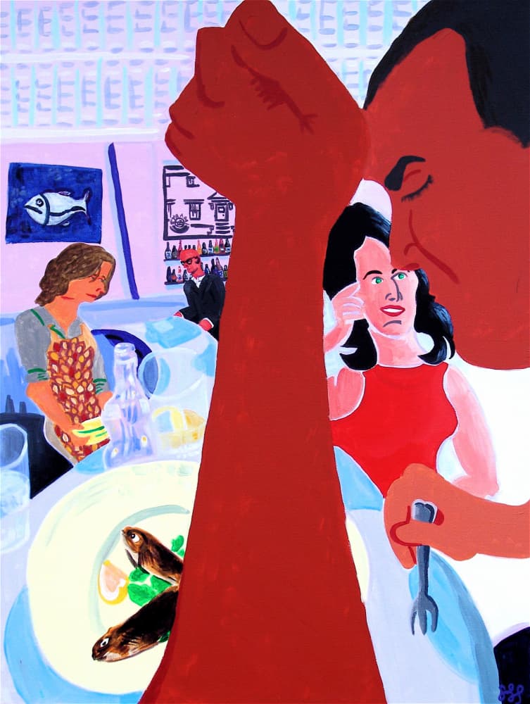Red Fist Dining Drama by Steve Spencer — canvas wall art
