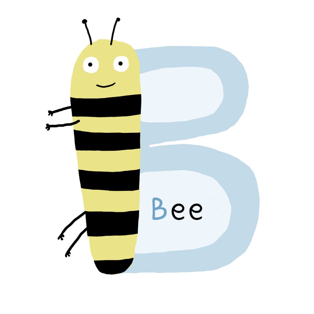 Happy Bee Letter B by Carla Daly — canvas wall art