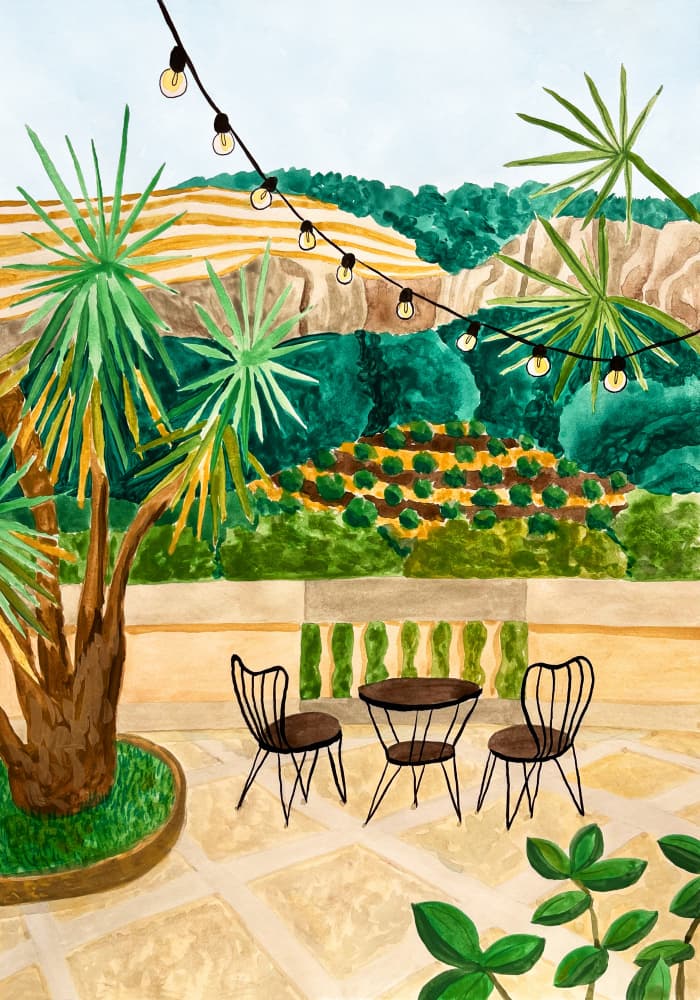 Lush Patio View by Karen Menzenbach — canvas wall art