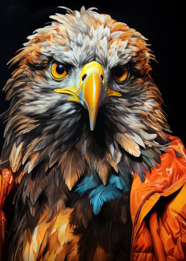 Regal Eagle In Jacket by Justyna Jaszke — canvas wall art