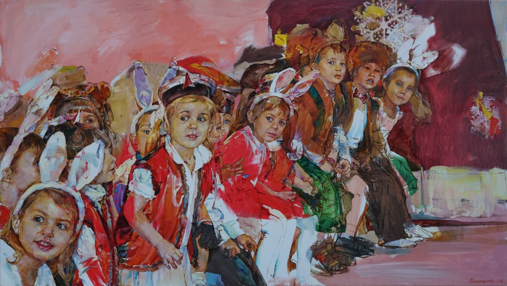 Happy Bunny Children by Andrii Kutsachenko — canvas wall art