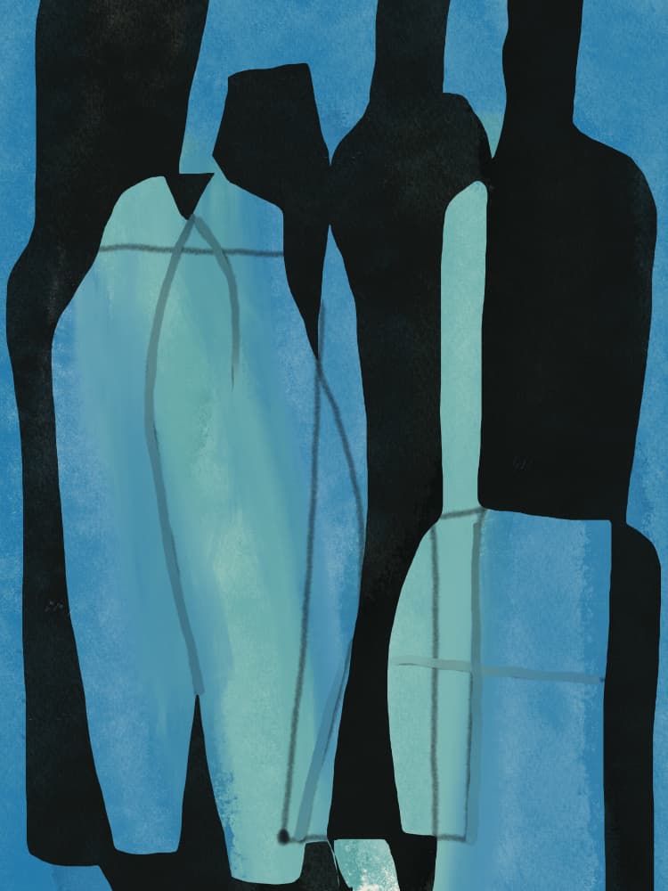 Serene Blue Abstract Shapes by Little Dean — canvas wall art