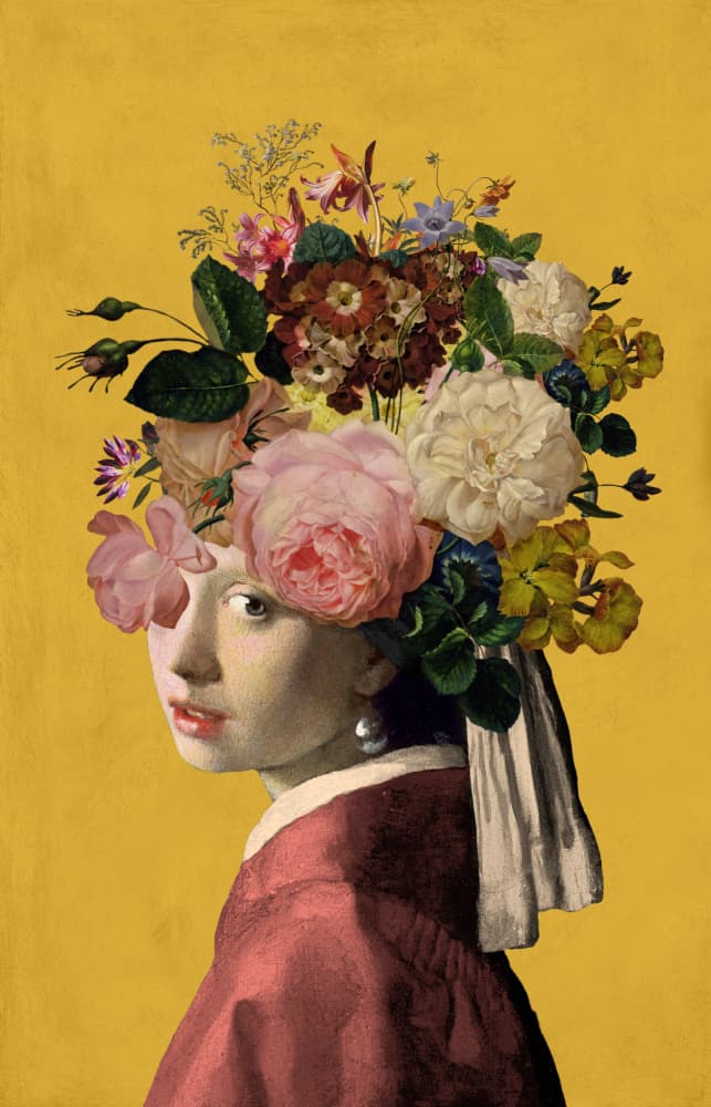 Floral Pearl Portrait by Marja van den Hurk — canvas wall art