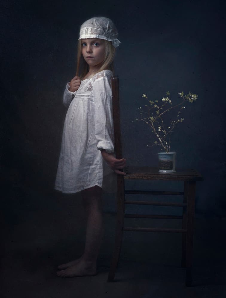 Pensive Child Portrait by Ewa Cwikla — canvas wall art