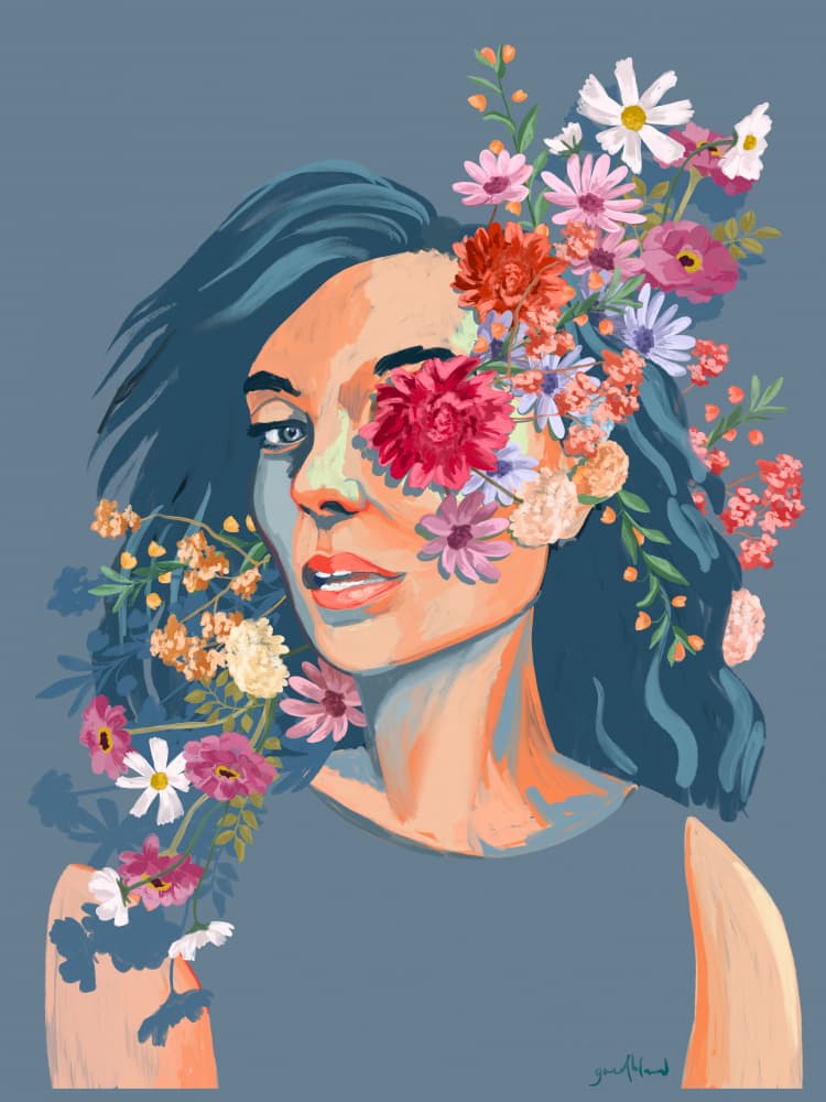 Bloemenvrouw by Goed Blauw — canvas wall art