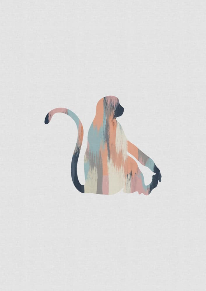 Colorful Monkey Silhouette by Orara Studio — canvas wall art