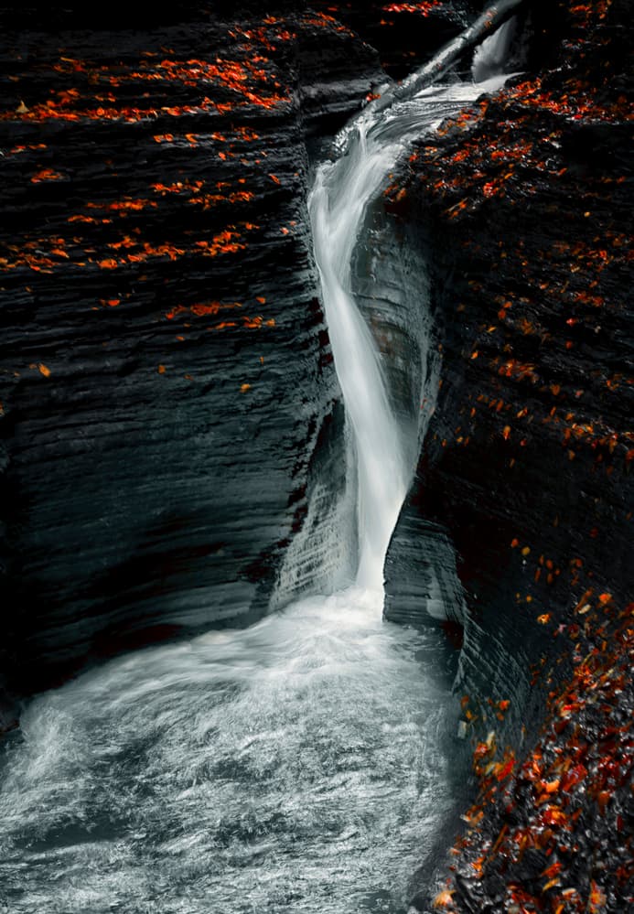 Moody Gorge Waterfall by Larry Deng APA — canvas wall art