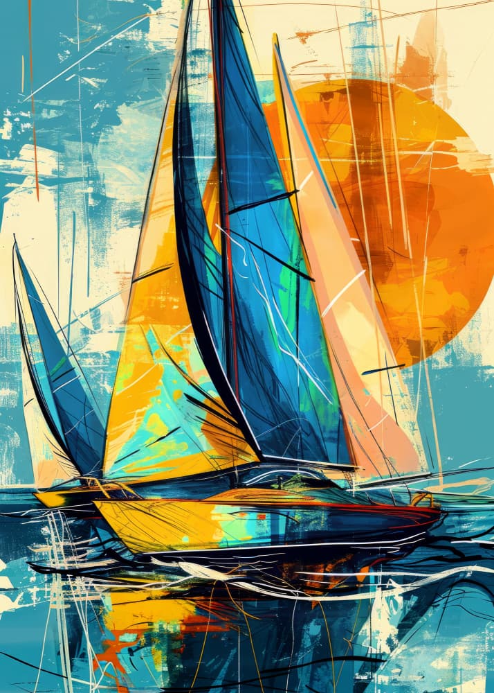 Yacht racing sport art 17 by Justyna Jaszke — canvas wall art