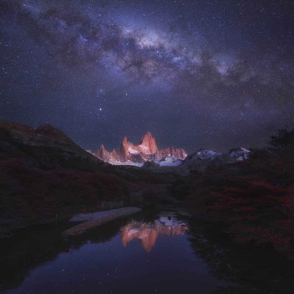 Milky Way Mountain Reflection by Yan Zhang — canvas wall art