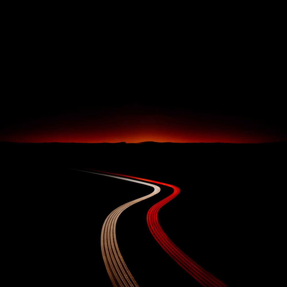 Night Road Light Trails by Nadav Jonas — canvas wall art