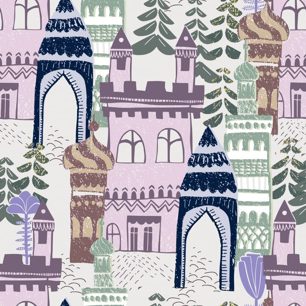 Colorful Fantasy Castles by Annick — canvas wall art