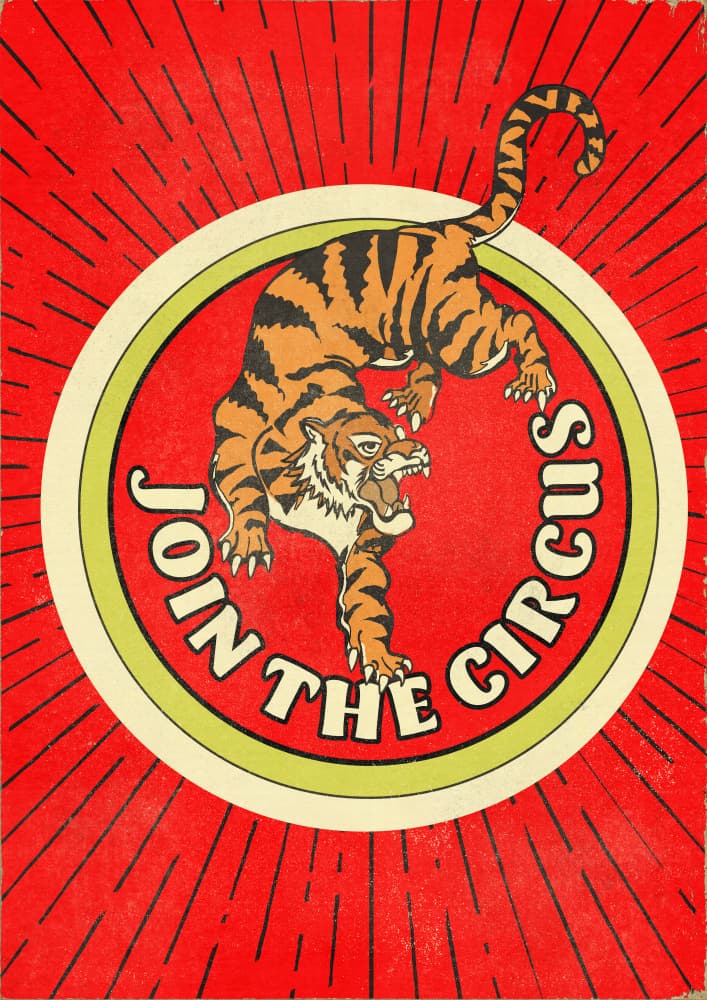 Join The Circus Tiger by Nicholas — canvas wall art