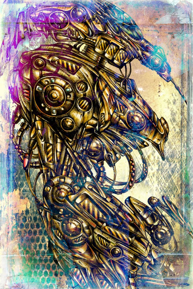Golden Steampunk Seahorse by Rafal Kulik — canvas wall art