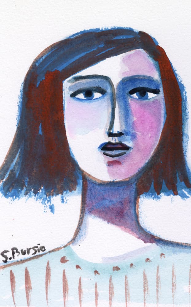 Expressive Blue Portrait by Sharyn Bursic — canvas wall art