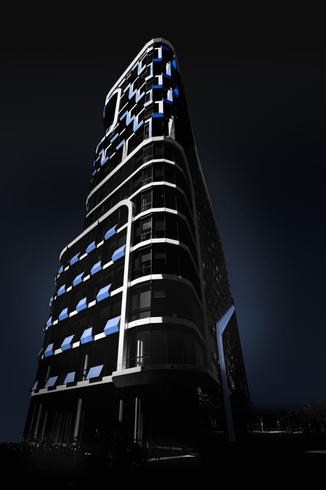 Modern Blue Skyscraper by Greetje van Son — canvas wall art