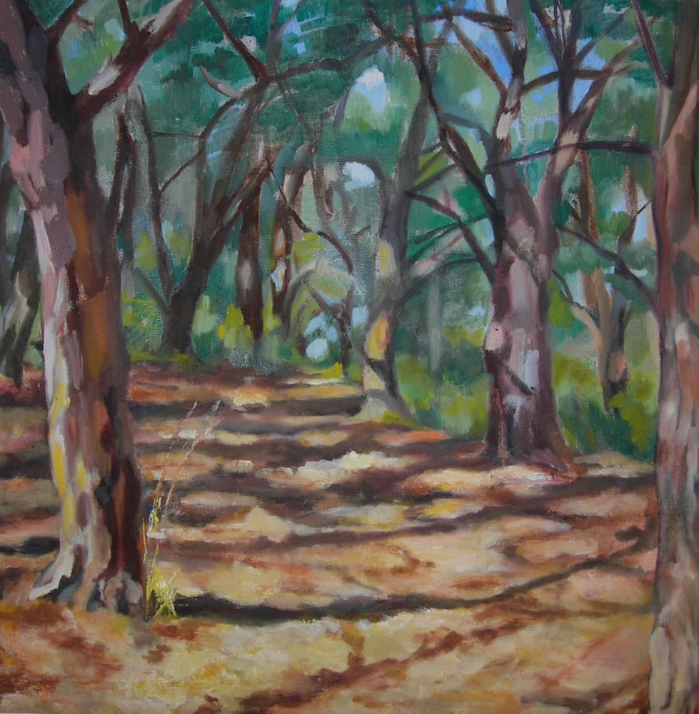 Dappled Forest Path by Maxine Shore — canvas wall art