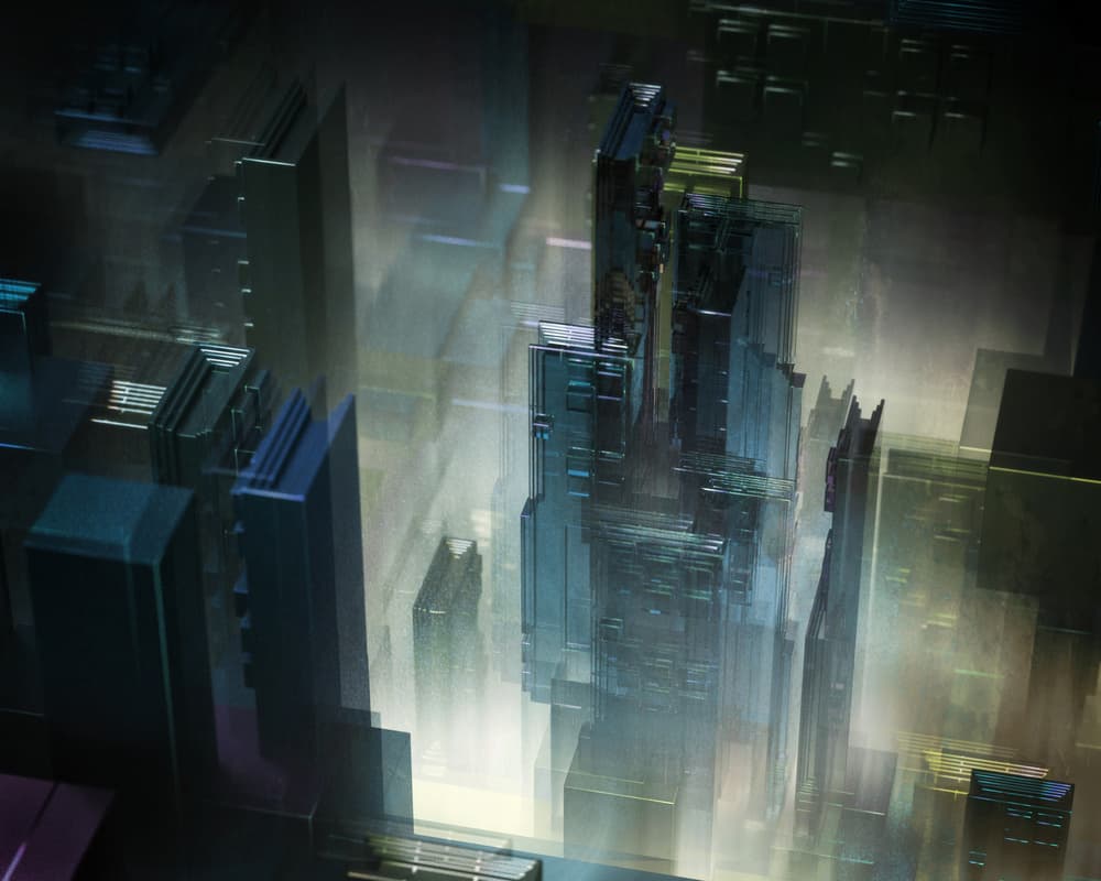 Misty Future City by Mountain Cloud — canvas wall art