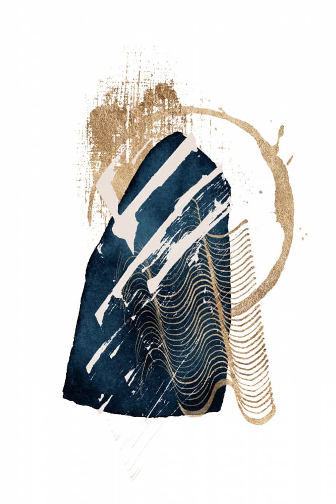 Elegant Blue Gold Abstract by Sally Ann Moss — canvas wall art